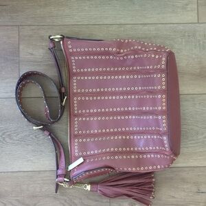 Michael Kors Red Brick Brooklyn Grommet Leather Purse